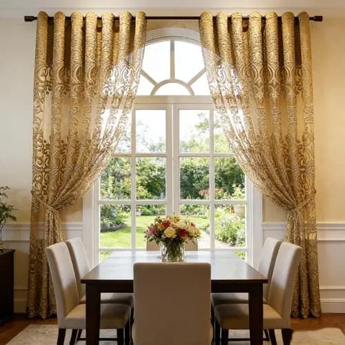 NewWPKIRA European Floral Embroidery Sheer Curtain 52x96 Inches | Elegant Grommet Top for Home & Office thumbnail 3