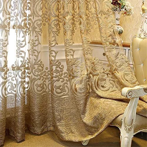 NewWPKIRA European Floral Embroidery Sheer Curtain 259cm (102") | Light Filtering Grommet Top Panel thumbnail 1