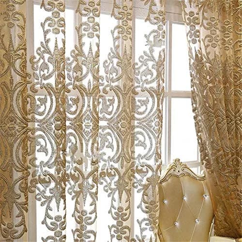 NewWPKIRA European Floral Embroidery Sheer Curtain 259cm (102") | Light Filtering Grommet Top Panel thumbnail 6