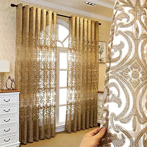 NewWPKIRA European Floral Embroidery Sheer Curtain 259cm (102") | Light Filtering Grommet Top Panel thumbnail 7
