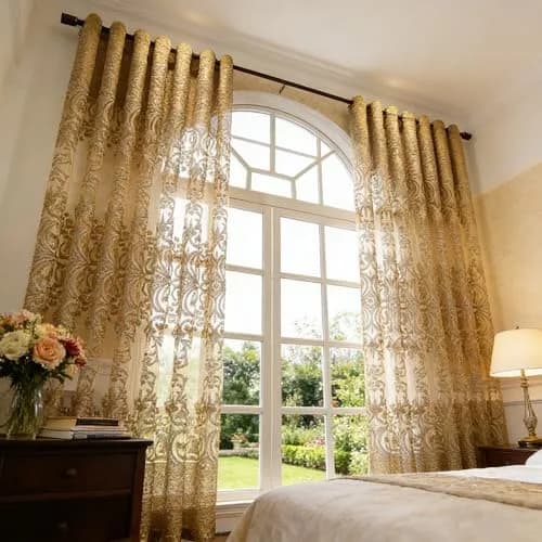 NewWPKIRA European Floral Embroidery Sheer Curtain 259cm (102") | Light Filtering Grommet Top Panel thumbnail 8