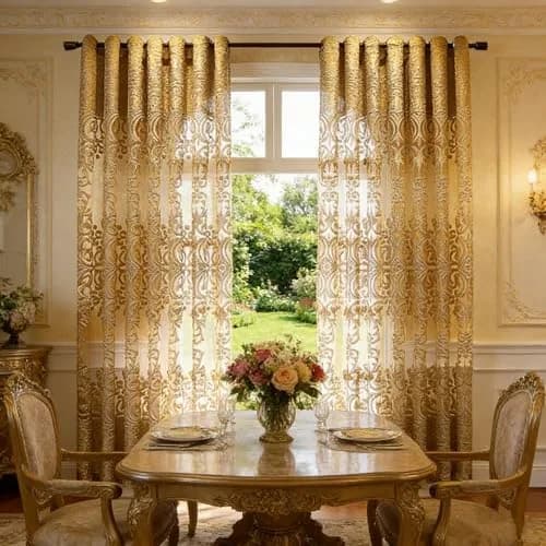 NewWPKIRA European Floral Embroidery Sheer Curtain 259cm (102") | Light Filtering Grommet Top Panel thumbnail 2