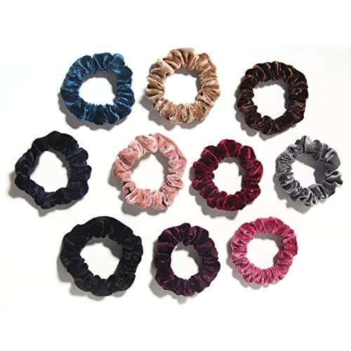 LFOUVRE Small Velvet Scrunchies (7cm/2.7in), 10-Pack Mini Thin Elastic Hair Ties | Gentle Hold for All Hair Types thumbnail 6