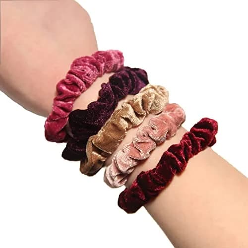 LFOUVRE Small Velvet Scrunchies (7cm/2.7in), 10-Pack Mini Thin Elastic Hair Ties | Gentle Hold for All Hair Types thumbnail 8