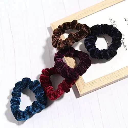 LFOUVRE Small Velvet Scrunchies (7cm/2.7in), 10-Pack Mini Thin Elastic Hair Ties | Gentle Hold for All Hair Types thumbnail 3