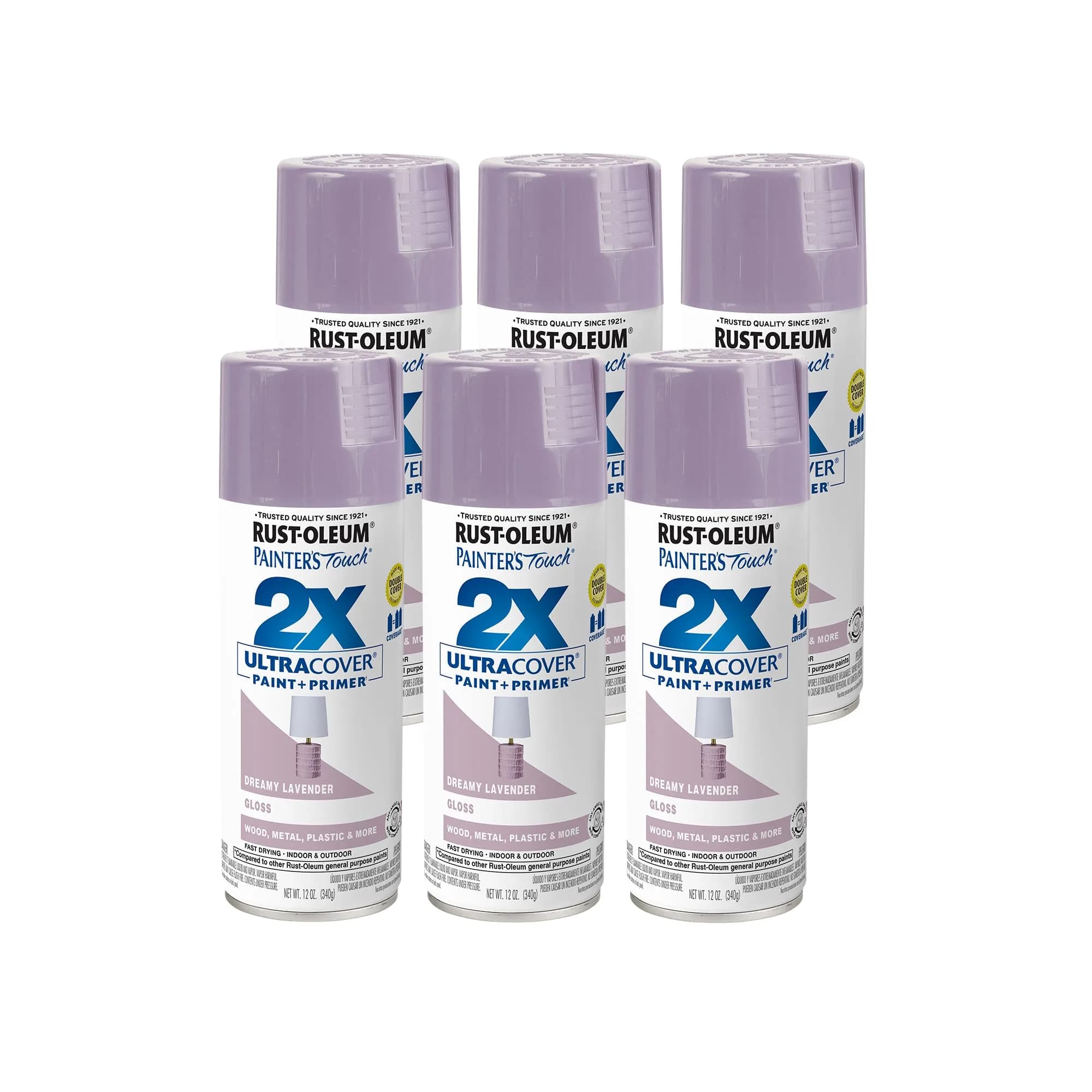 Rust-Oleum Painter's Touch 2X Gloss Dreamy Lavender Spray Paint, 12 Oz (6 Pack) - main product image