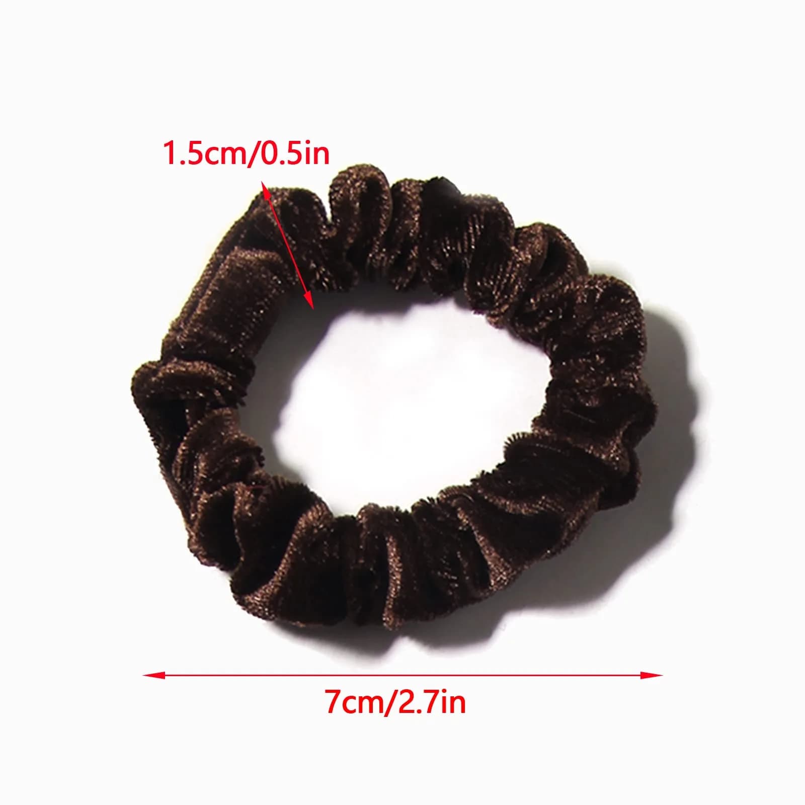 LFOUVRE Small Velvet Scrunchies 10-Pack | Mini Thin Elastic Hair Ties for Thick and Thin Hair, Coffee - view 5