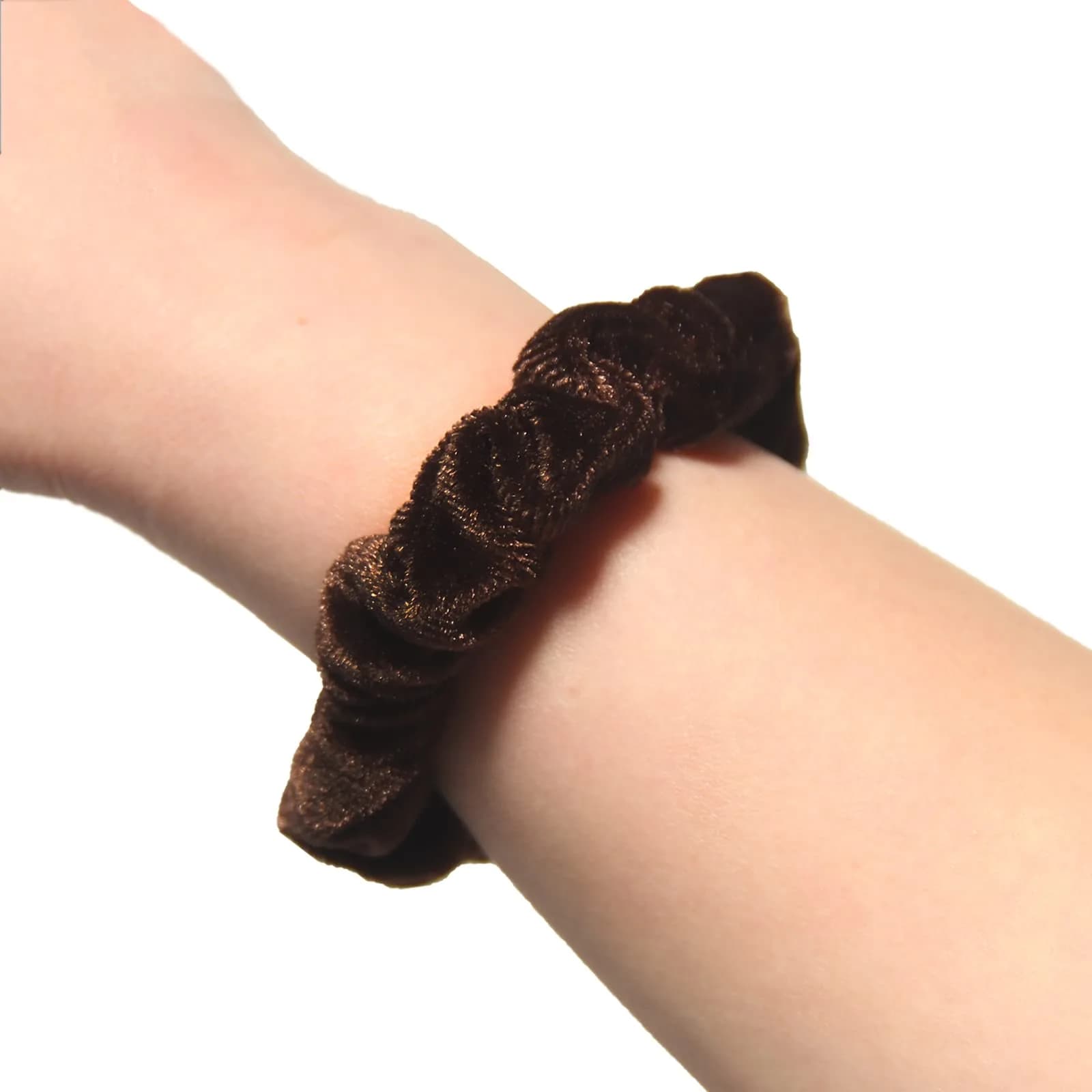 LFOUVRE Small Velvet Scrunchies 10-Pack | Mini Thin Elastic Hair Ties for Thick and Thin Hair, Coffee - view 6