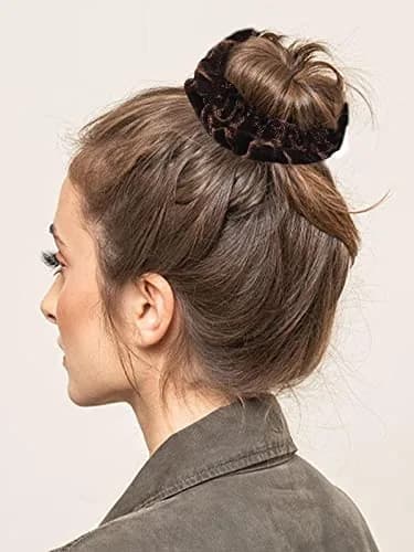 LFOUVRE Small Velvet Scrunchies 10-Pack | Mini Thin Elastic Hair Ties for Thick and Thin Hair, Coffee thumbnail 8