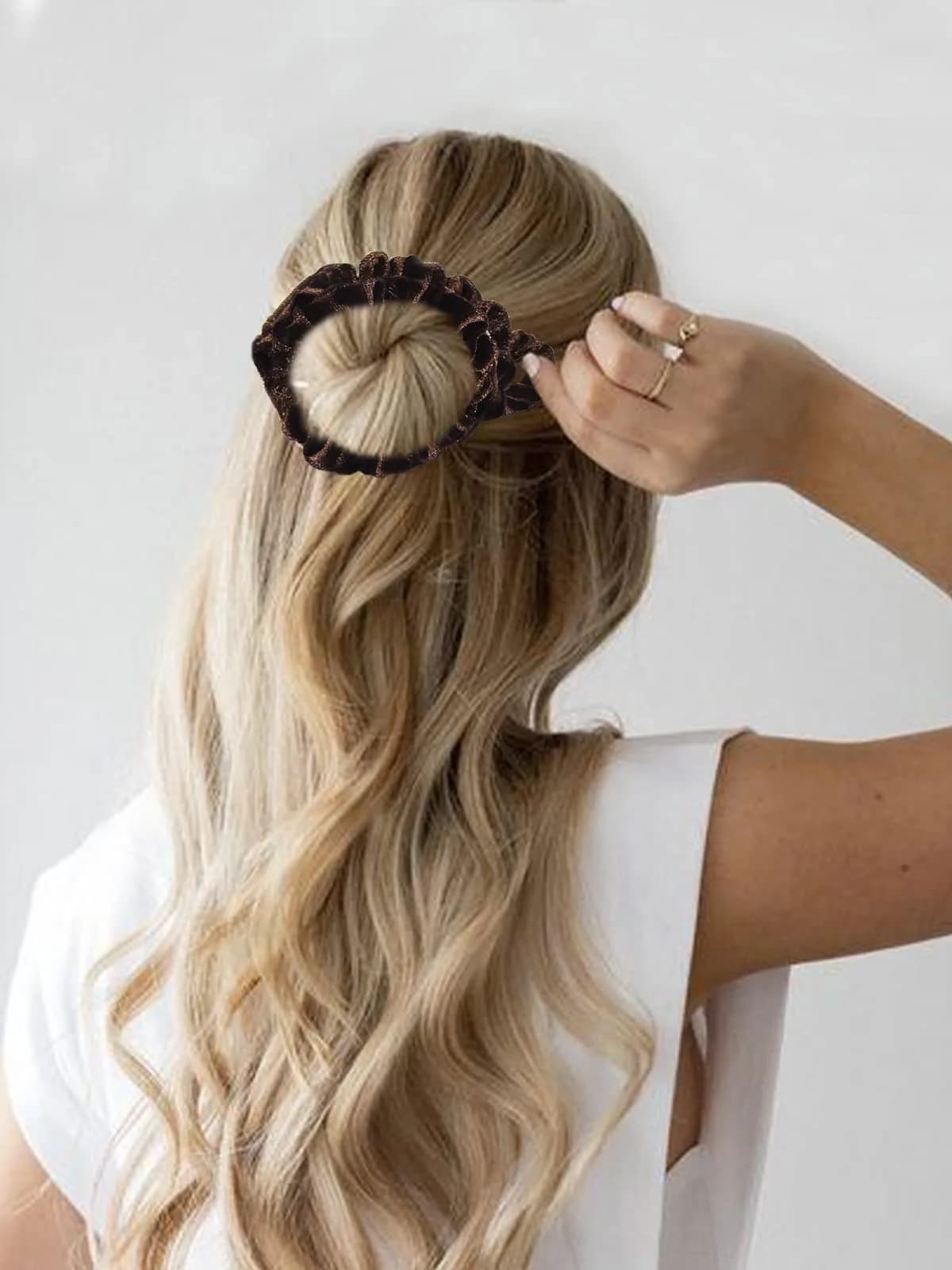 LFOUVRE Small Velvet Scrunchies 10-Pack | Mini Thin Elastic Hair Ties for Thick and Thin Hair, Coffee - view 9