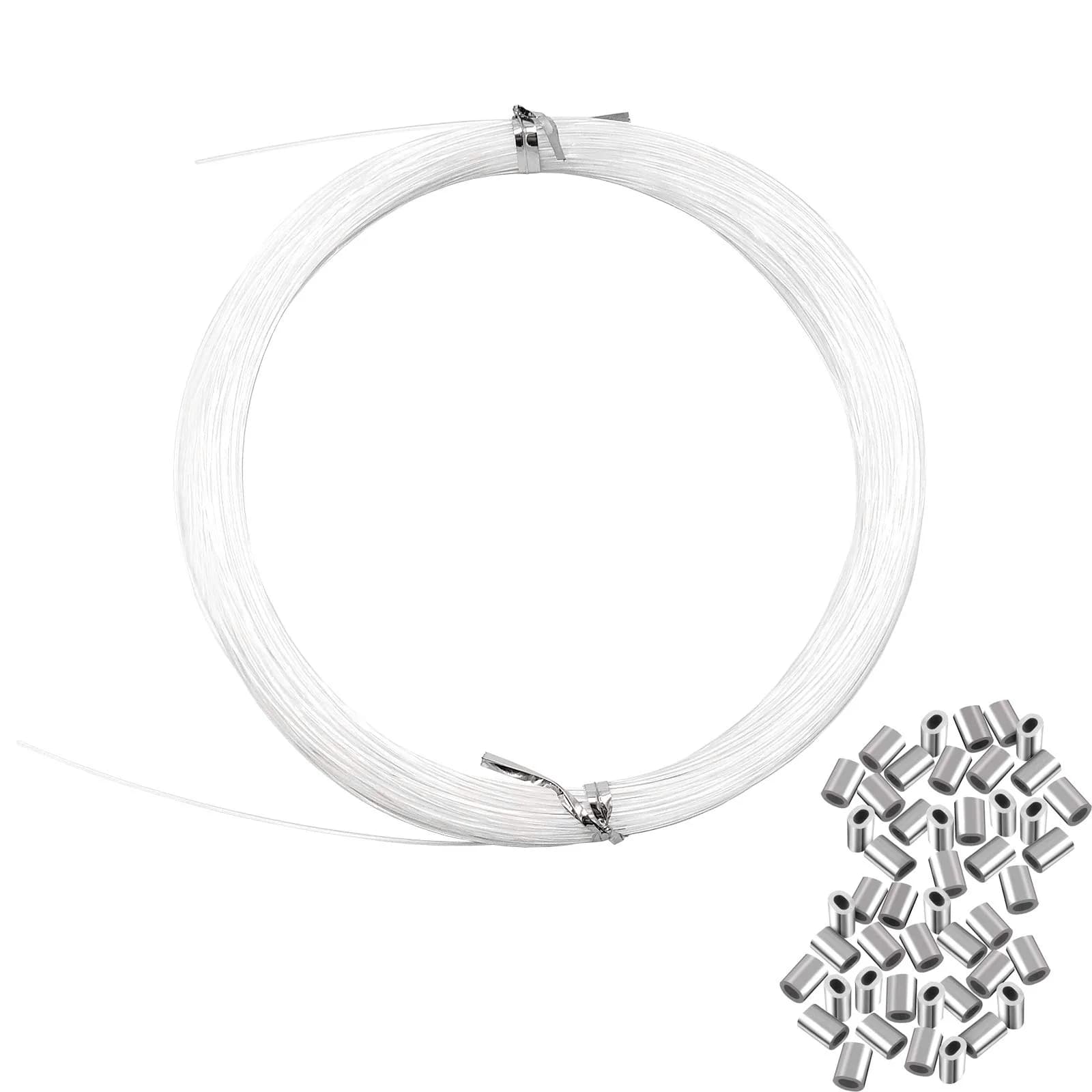 Cerpourt Clear Invisible Hanging Wire with Crimping Sleeves, 28.35 g (0.06 lbs) | Supports Up to 60 lbs - main product image