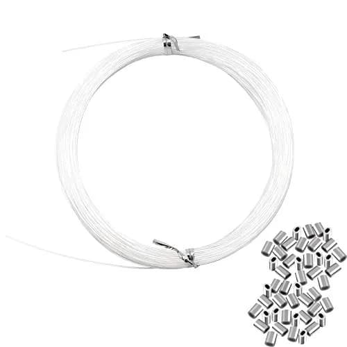 Cerpourt Clear Invisible Hanging Wire with Crimping Sleeves, 28.35 g (0.06 lbs) | Supports Up to 60 lbs thumbnail 1