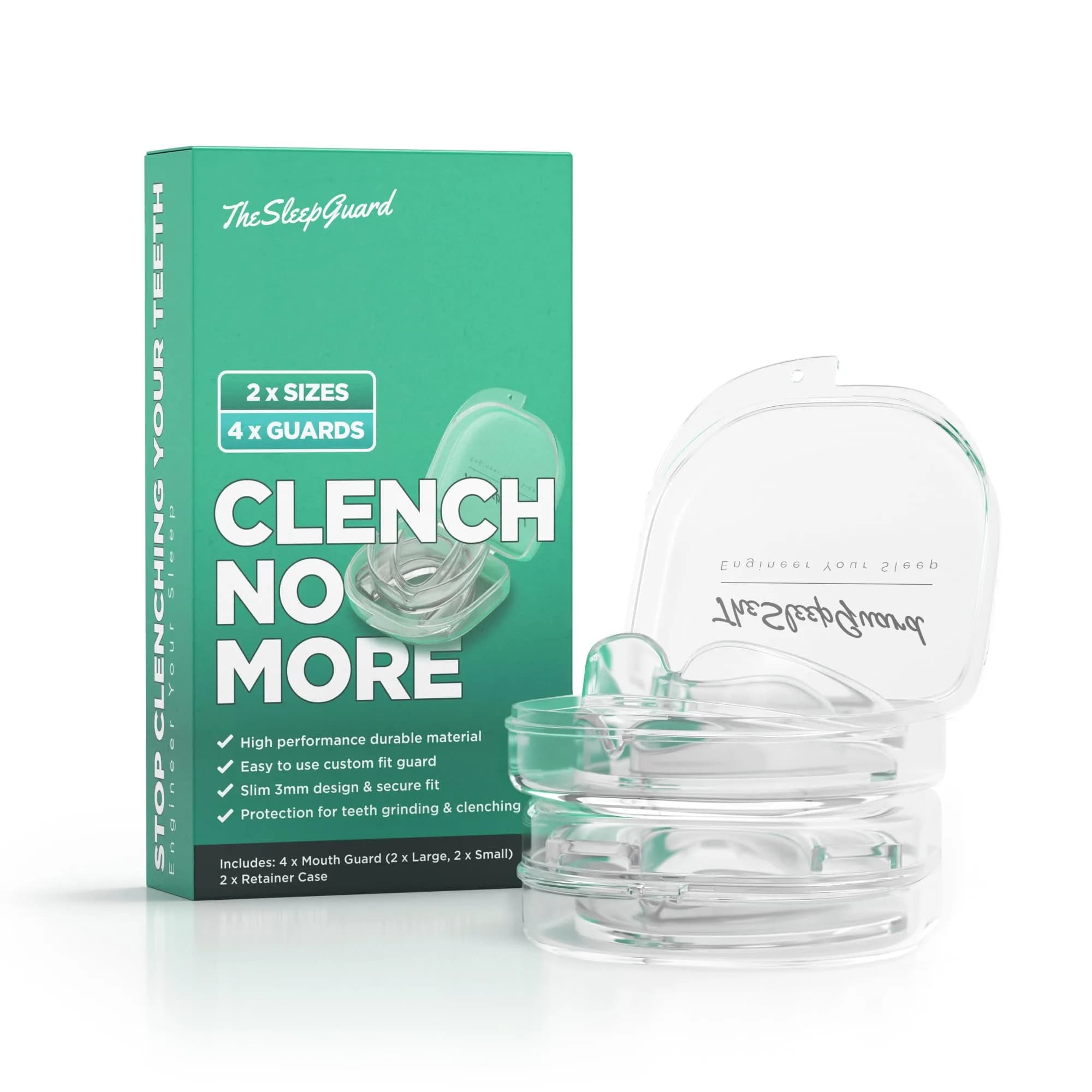 TheSleepGuard Mouth Guard for Teeth Grinding 4-Pack (Small & Large Sizes) | Custom Fit Nighttime Protection - main product image