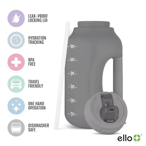 Ello Hydra 64oz Water Jug with Time Markers | BPA-Free Plastic, Leakproof & Reusable (70-120 chars) thumbnail 2