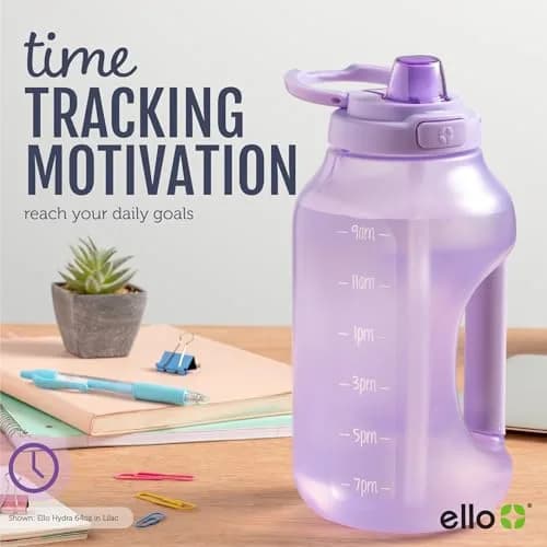Ello Hydra 64oz BPA-Free Plastic Water Jug with Time Markers, Yucca | Large Capacity Hydration Bottle with Leakproof Flip Lid thumbnail 6