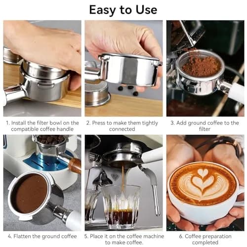 Agatige 51mm Single Cup Filter Basket for Espresso Machines | Stainless Steel Reusable Coffee Filter thumbnail 3