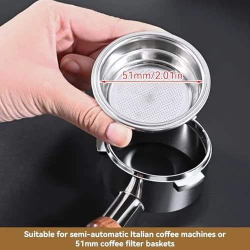 Agatige 51mm Single Cup Filter Basket for Espresso Machines | Stainless Steel Reusable Coffee Filter thumbnail 4