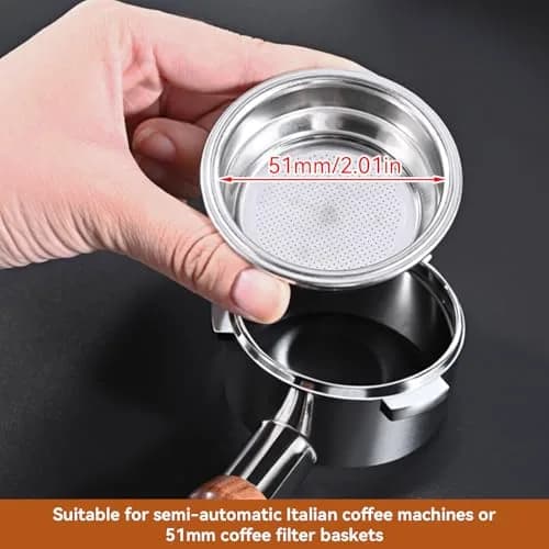 Agatige 51mm Double Layer Stainless Steel Coffee Filter Basket for Espresso Machines (Double Cup) thumbnail 5