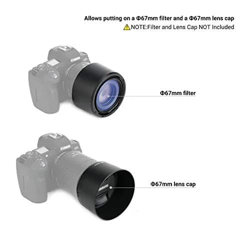 JJC Lens Hood for Canon RF 85mm f/2 Macro IS STM Lens | Reversible ET-77 Replacement with 67mm Filter & Cap Compatibility thumbnail 3