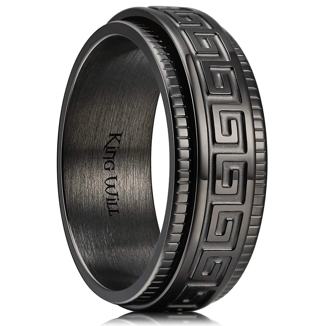 King Will Men Stainless Steel Ring 8mm Size 7 | Stress-Relief Fidget Spinner & Wedding Band
