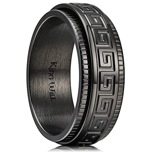 King Will Men Stainless Steel Ring 8mm Size 7 | Stress-Relief Fidget Spinner & Wedding Band thumbnail 1
