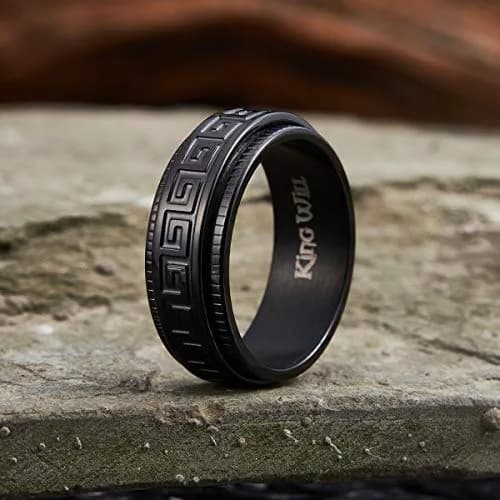 King Will Men Stainless Steel Ring 8mm Size 7 | Stress-Relief Fidget Spinner & Wedding Band thumbnail 2