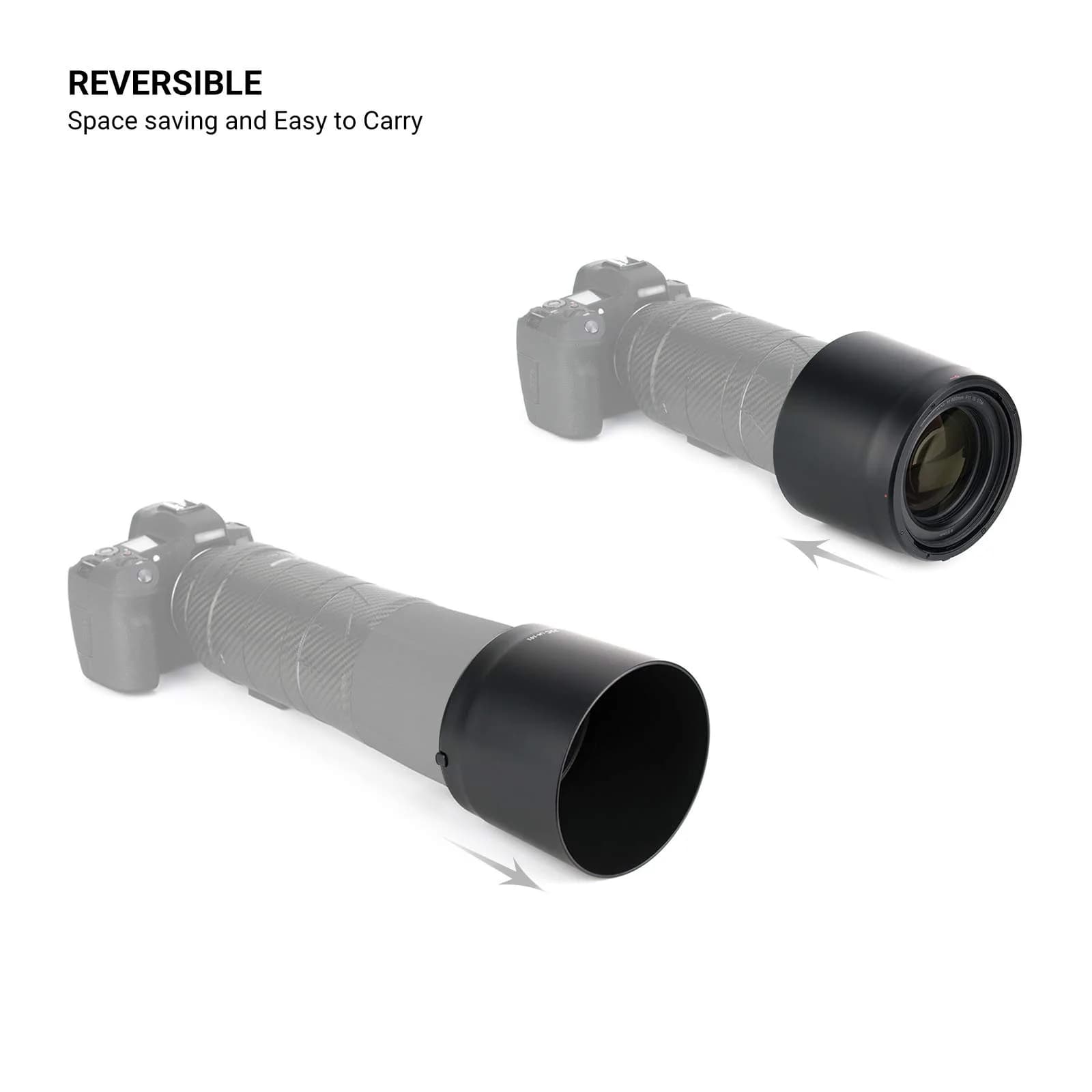 JJC Lens Hood for Canon RF 800mm f/11 IS STM & RF 200-800mm f/6.3-9 IS USM Lenses | Reversible ET-101 Replacement - view 5