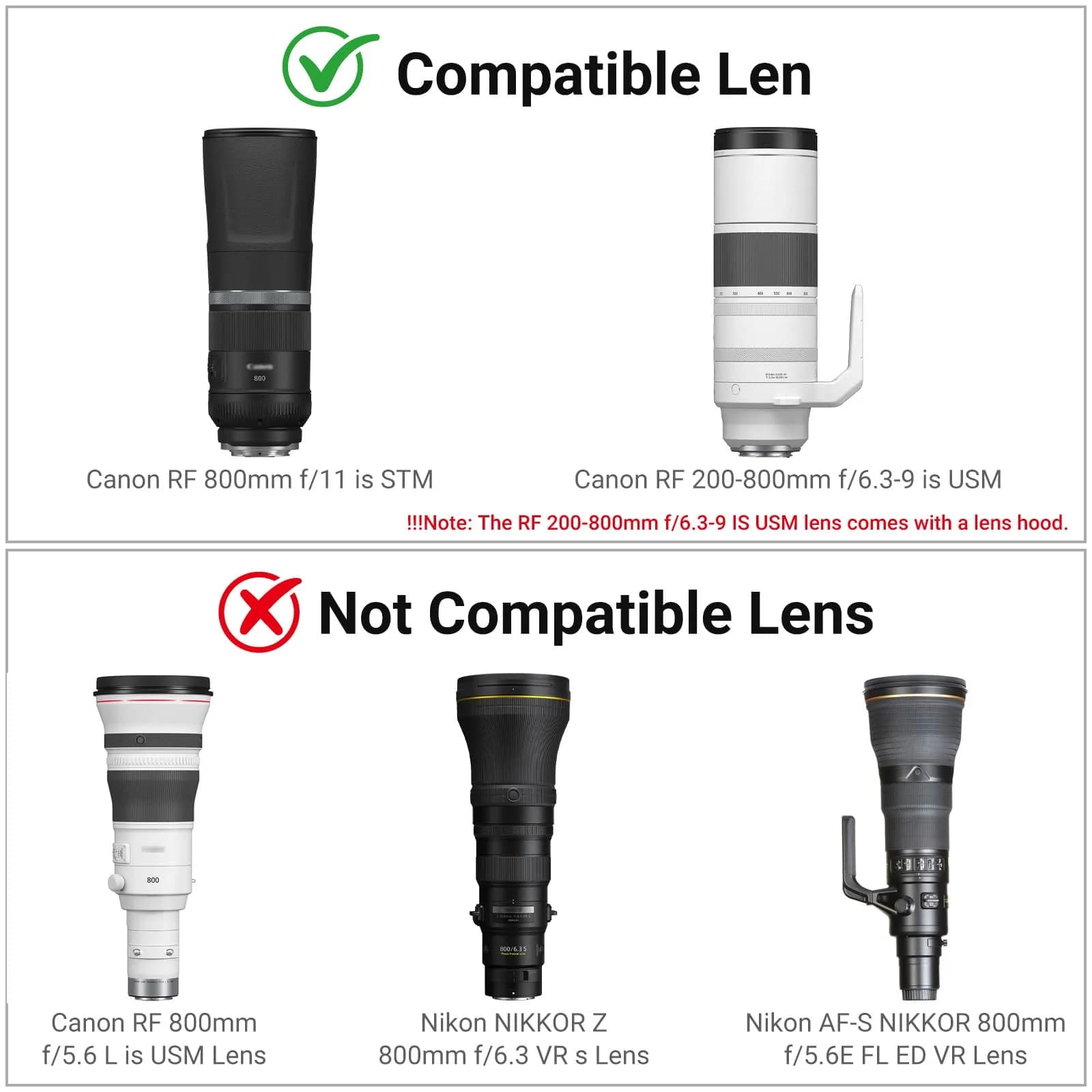 JJC Lens Hood for Canon RF 800mm f/11 IS STM & RF 200-800mm f/6.3-9 IS USM Lenses | Reversible ET-101 Replacement - view 3