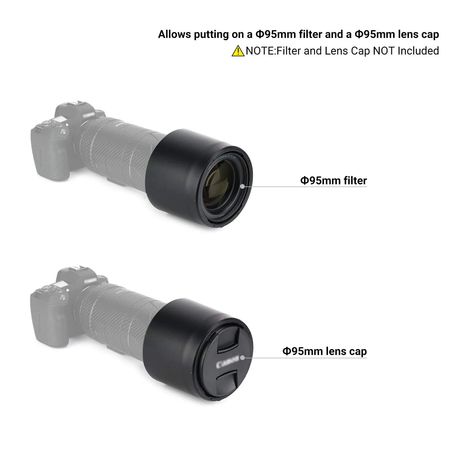 JJC Lens Hood for Canon RF 800mm f/11 IS STM & RF 200-800mm f/6.3-9 IS USM Lenses | Reversible ET-101 Replacement - view 4
