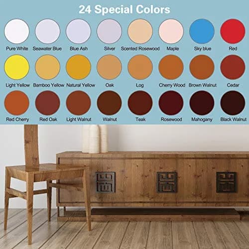 SEISSO Wood Furniture Repair Kit -Set of 50, 24 Colors Wood Touch up Fillers, Wood Repair Paint with Scraper and Brushes, Repair Scratches, Cracks, Stains, Hole thumbnail 2