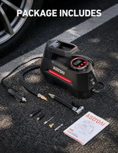 AstroAI AIRUN H Tire Inflator Portable Air Compressor 12V DC 35L/min | Fast Inflation for Car, Motorcycle, Bike Tires thumbnail 8
