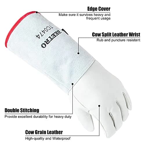 BEETRO Cryogenic Gloves for Liquid Nitrogen Handling -180°C (-292°F) | 14 Inch Length, Waterproof Leather thumbnail 8