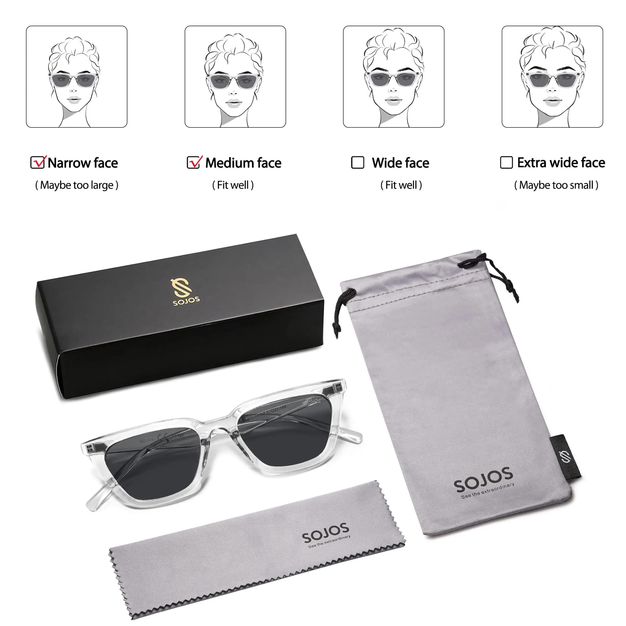 SOJOS Polarized Narrow Square Cateye Sunglasses SJ2169 51mm (2.01in) | UV400 Protection - view 6