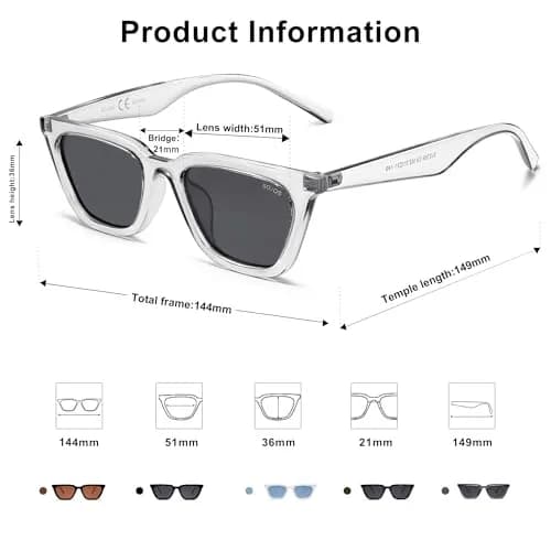 SOJOS Polarized Narrow Square Cateye Sunglasses SJ2169 51mm (2.01in) | UV400 Protection thumbnail 3