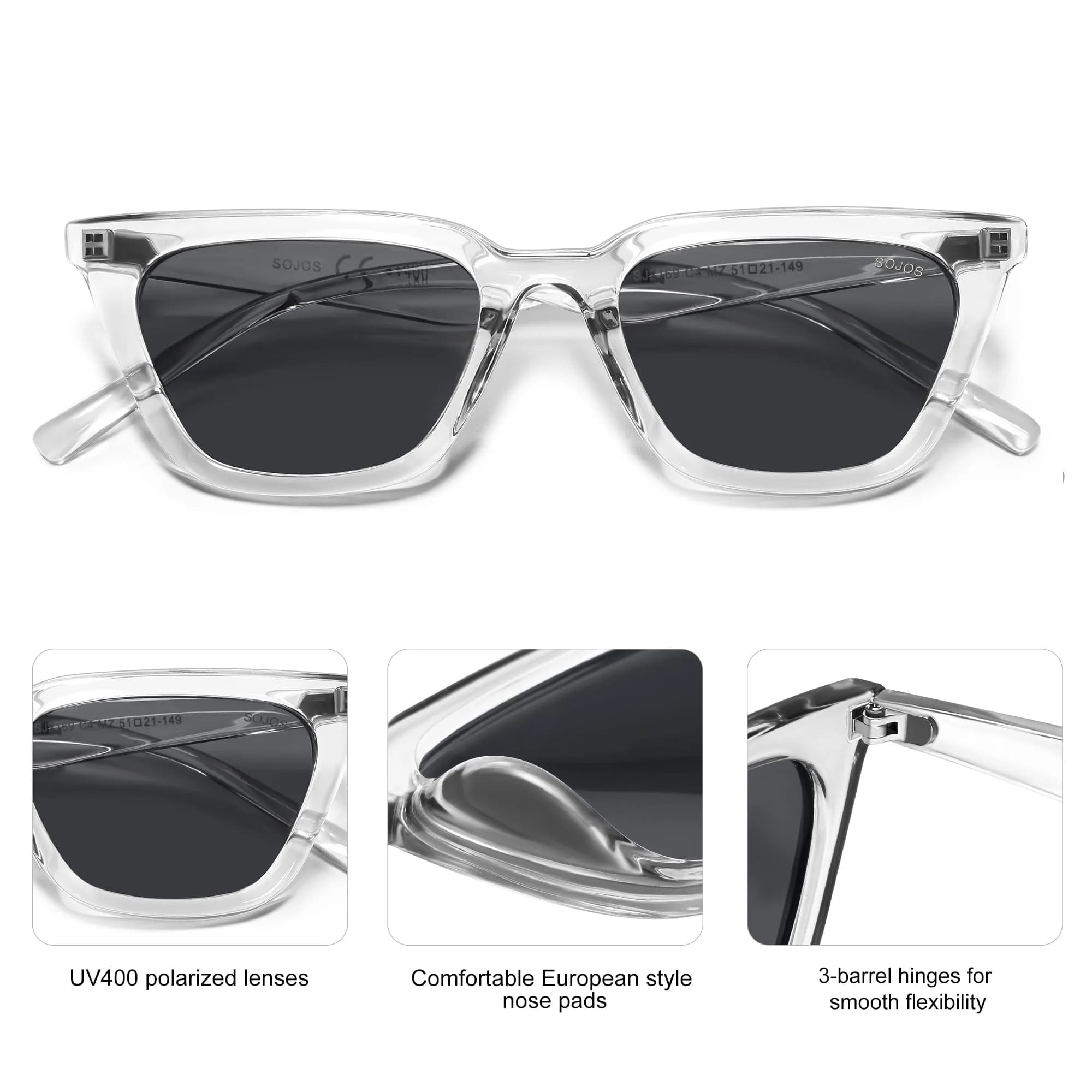 SOJOS Polarized Narrow Square Cateye Sunglasses SJ2169 51mm (2.01in) | UV400 Protection - view 4