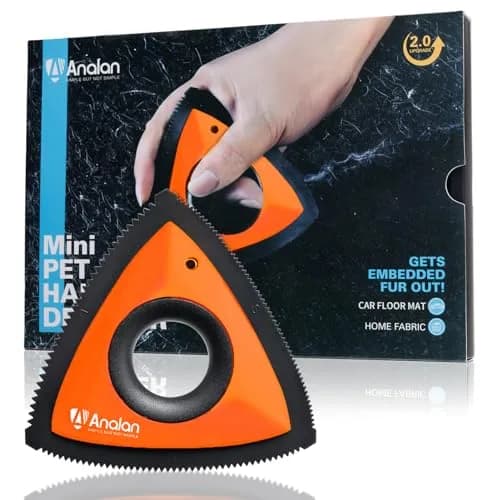 Analan Mini Pet Hair Remover for Car Detailing Dog Hair Tool Brush (Orange) | Reusable Triangle Design for Easy Pet Hair Removal thumbnail 1