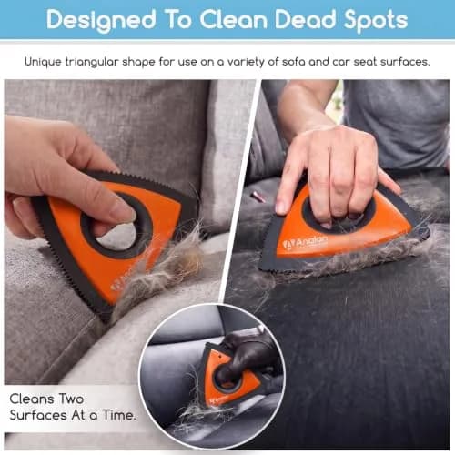 Analan Mini Pet Hair Remover for Car Detailing Dog Hair Tool Brush (Orange) | Reusable Triangle Design for Easy Pet Hair Removal thumbnail 4