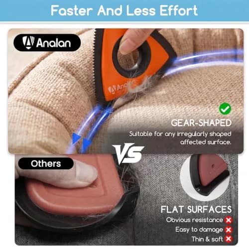 Analan Mini Pet Hair Remover for Car Detailing Dog Hair Tool Brush (Orange) | Reusable Triangle Design for Easy Pet Hair Removal thumbnail 5