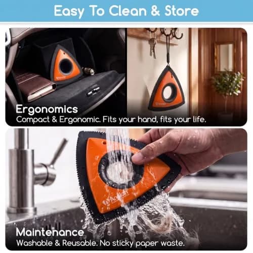 Analan Mini Pet Hair Remover for Car Detailing Dog Hair Tool Brush (Orange) | Reusable Triangle Design for Easy Pet Hair Removal thumbnail 8