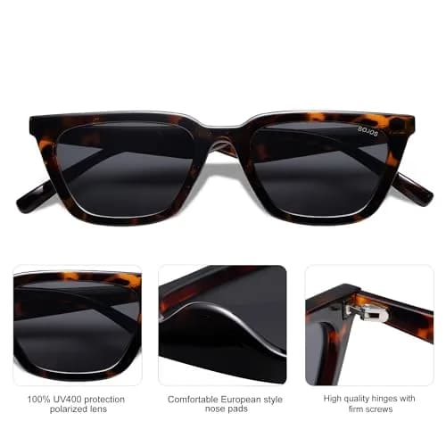 SOJOS Polarized Narrow Square Cateye Sunglasses SJ2169 Tortoise/Grey 51mm (2.01in) | UV400 Protection thumbnail 4