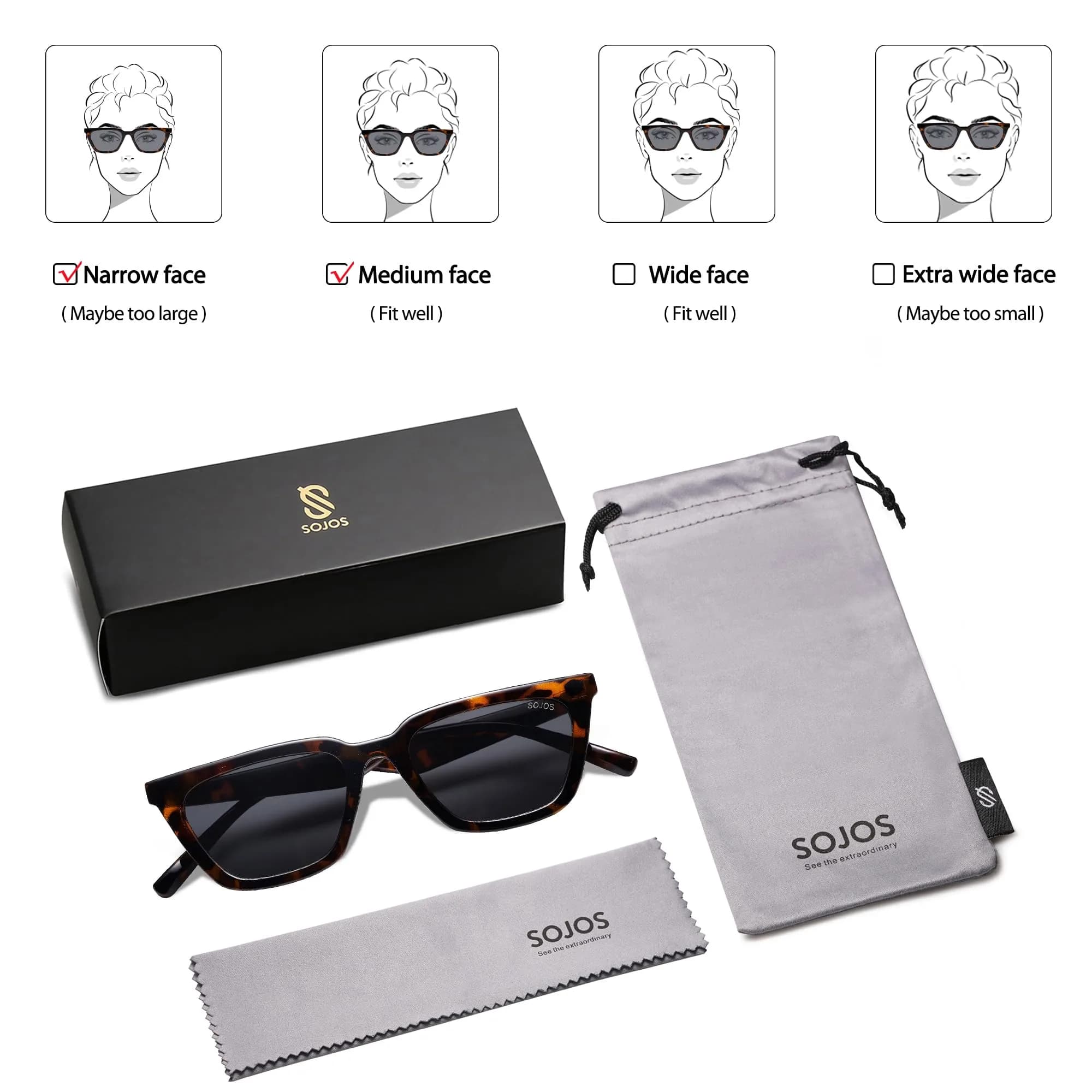 SOJOS Polarized Narrow Square Cateye Sunglasses SJ2169 Tortoise/Grey 51mm (2.01in) | UV400 Protection - view 6