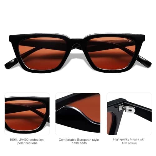 SOJOS Polarized Narrow Square Cateye Sunglasses SJ2169 Black/Brown | UV400 Protection for Eyes thumbnail 4