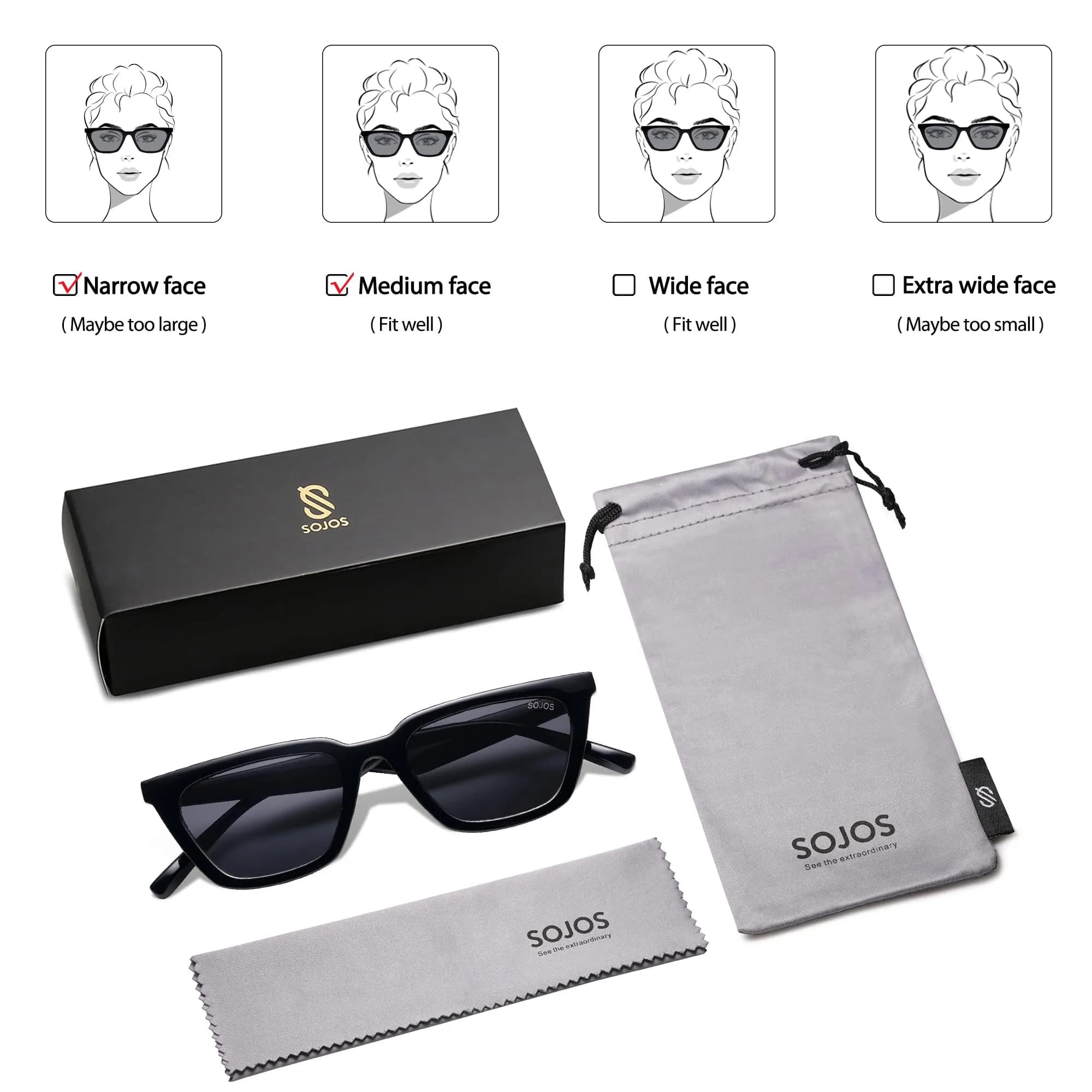 SOJOS Polarized Narrow Square Cateye Sunglasses SJ2169 Black/Grey | UV400 Protection for Eyes - view 6