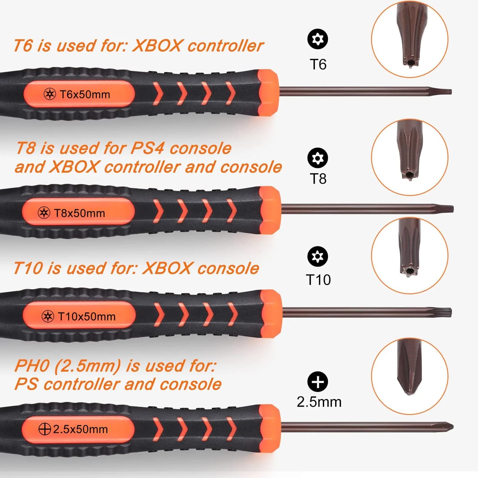 Jorest Repair Kit for Xbox One/360/X PS4 PS3 PS5 Controllers & Consoles | PH0 T6 T8 T10 Screwdrivers, Crowbars, Tweezers, Brush (17-Piece) - view 2