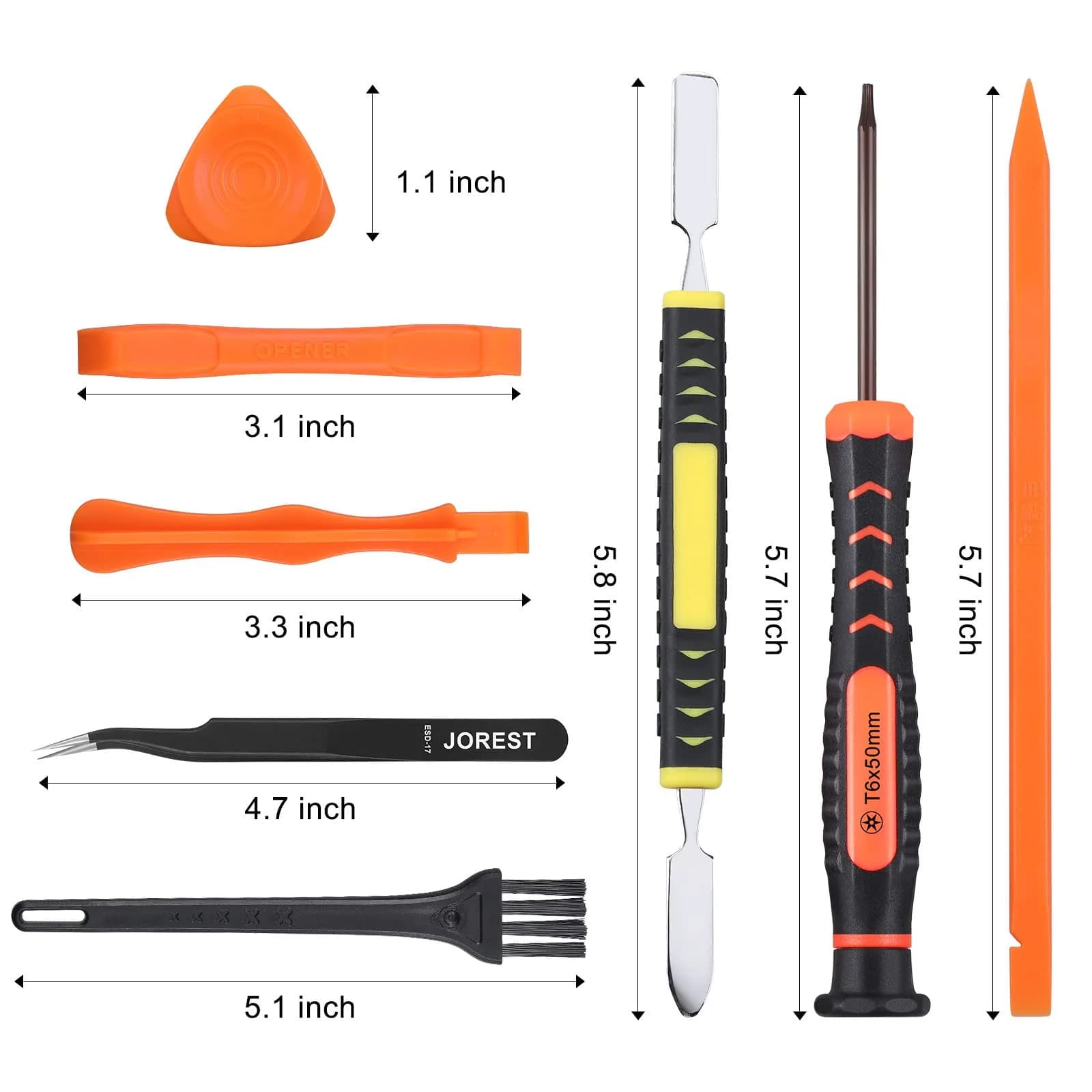 Jorest Repair Kit for Xbox One/360/X PS4 PS3 PS5 Controllers & Consoles | PH0 T6 T8 T10 Screwdrivers, Crowbars, Tweezers, Brush (17-Piece) - view 3