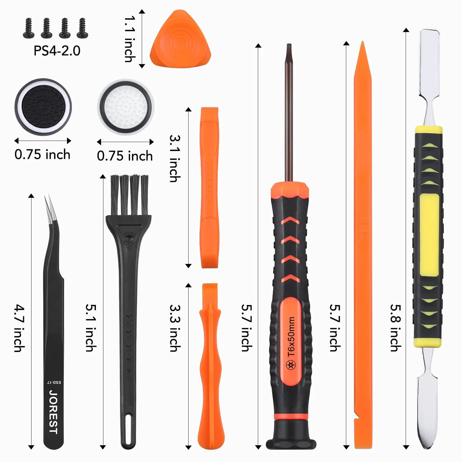 Jorest PH00 PH0 PH1 Phillips T8 Torx Security Screwdriver Set with Crowbars Tweezers for PS5 PS4 Controllers & Console | 7-Piece Tool Kit - view 7
