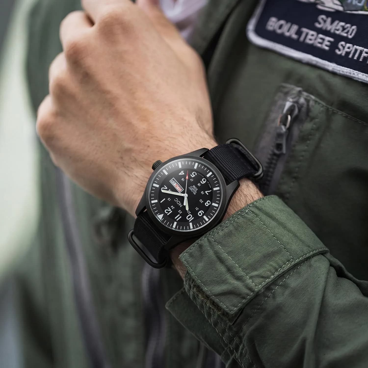 Infantry Military Field Watch 40mm - Blue Dial with Black Nylon Band | Easy-Read Analog Display - view 2