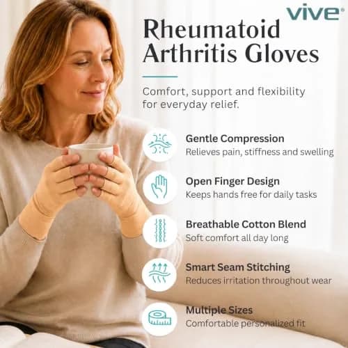 Vive Beige X-Small Arthritis Compression Gloves for Hand and Wrist Pain Relief - view 2