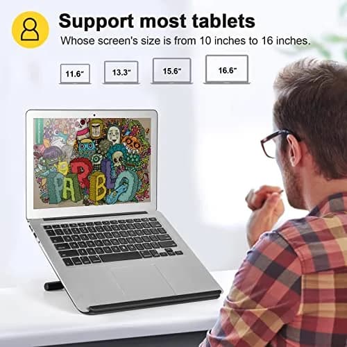 Parblo PR 100 Universal Tablet Stand with Drawing Glove, 1.74 lb (790g) | Adjustable 10-16 inch for Drawing Tablets, Laptops, Monitors thumbnail 2