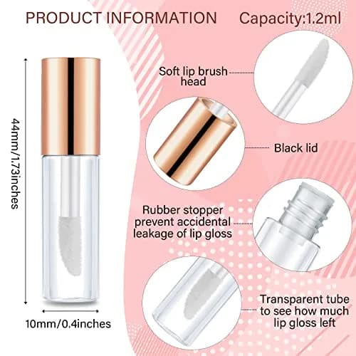 Patelai Clear Mini Lip Gloss Tubes 1.2ml (100-Pack, Rose Gold) | DIY Cosmetic Containers for Travel thumbnail 2